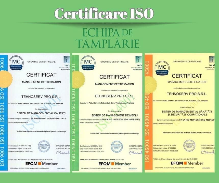 Certificări ISO pentru calitatea tâmplăriei noastre