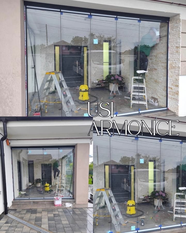 Uși armonice din sticlă fără rame: Eleganță și funcționalitate