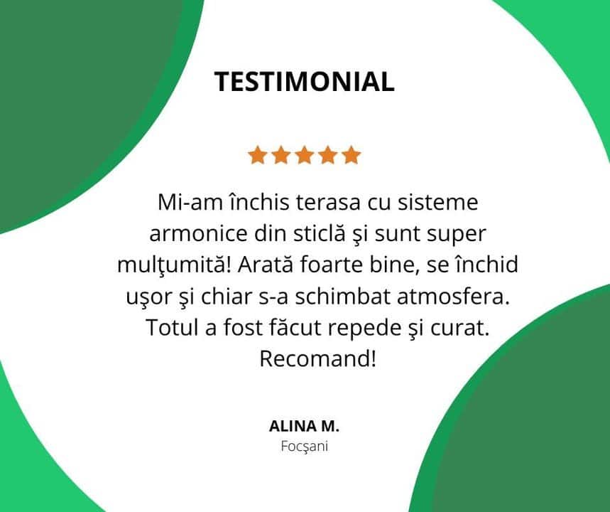 Închidere terasă cu sisteme armonice din sticlă