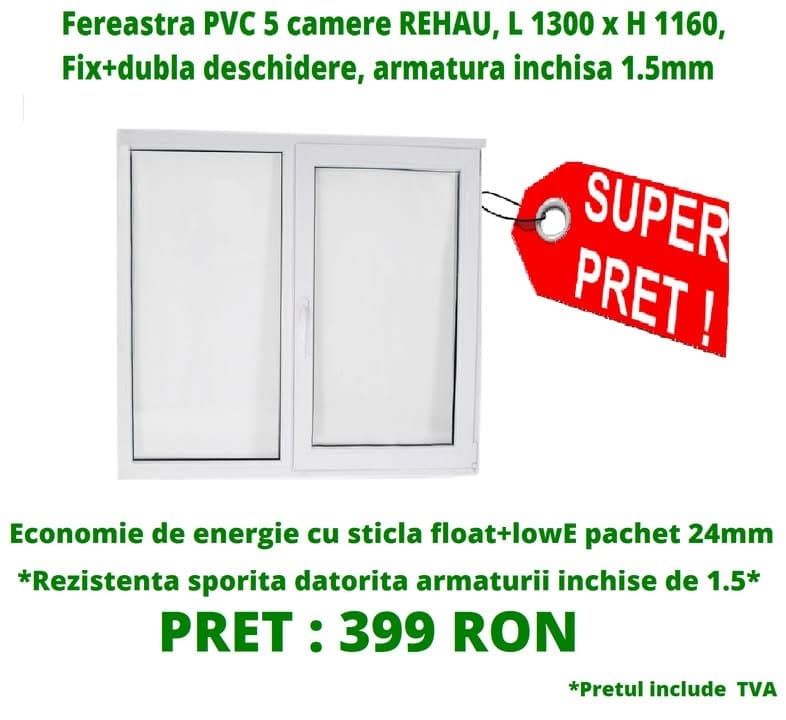 Fereastră PVC Rehau cu 5 camere și geam termoizolant