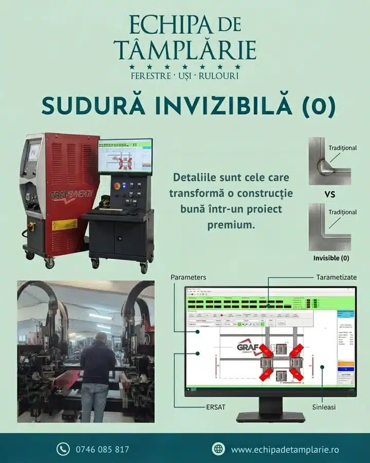 Prezentare tehnologie de sudură invizibilă pentru tâmplărie PVC cu utilaje Graf Synergy.